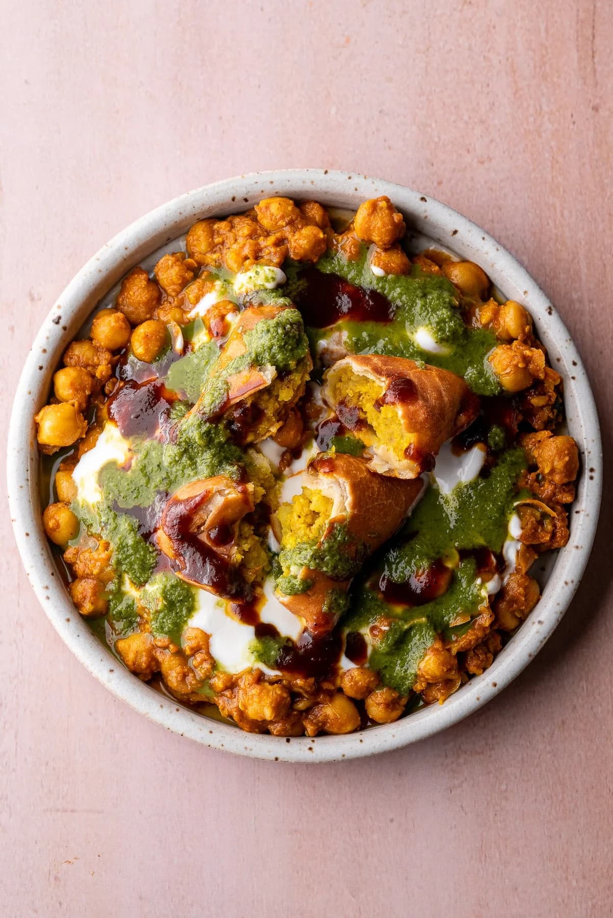 Chole Samosas Chat